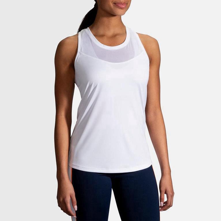 Brooks Stealth Mujer Camiseta Sin Mangas - Blancos (2936ZYUSK)